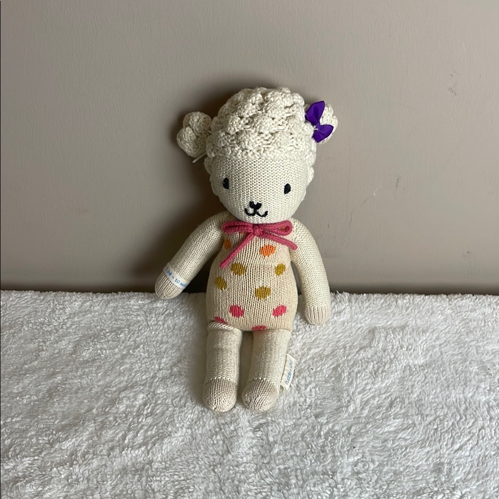 Cuddle + Kind Handmade Knit Lucy The Lamb Plush Toy Comfort For Babies